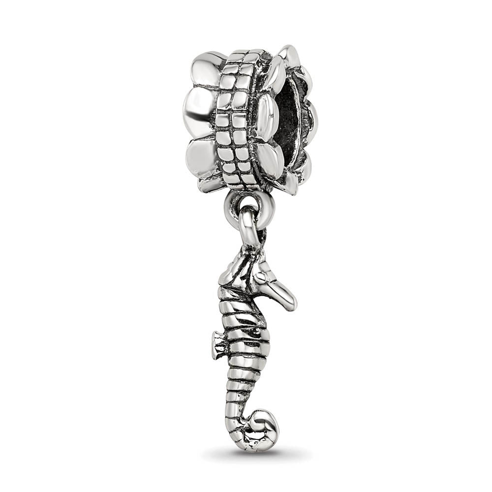 Sterling Silver Sea Horse Dangle Bead Charm, Item B9038 by The Black Bow Jewelry Co.