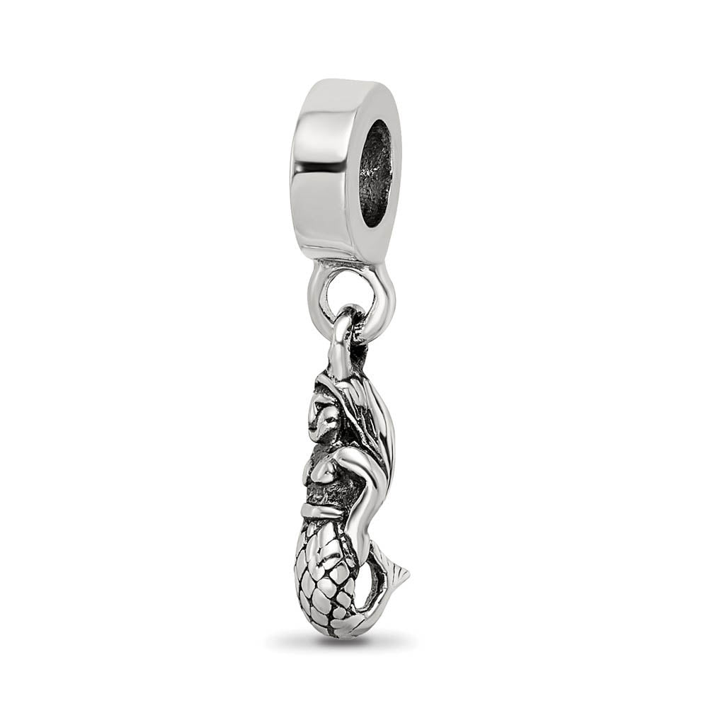 Sterling Silver Mermaid Dangle Bead Charm, Item B9039 by The Black Bow Jewelry Co.