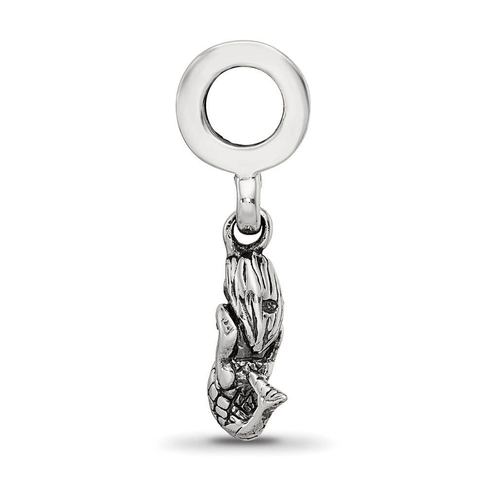 Alternate view of the Sterling Silver Mermaid Dangle Bead Charm by The Black Bow Jewelry Co.