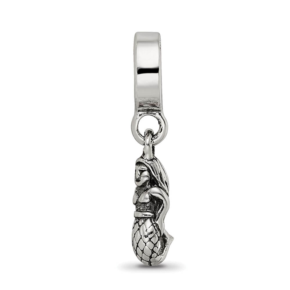 Alternate view of the Sterling Silver Mermaid Dangle Bead Charm by The Black Bow Jewelry Co.