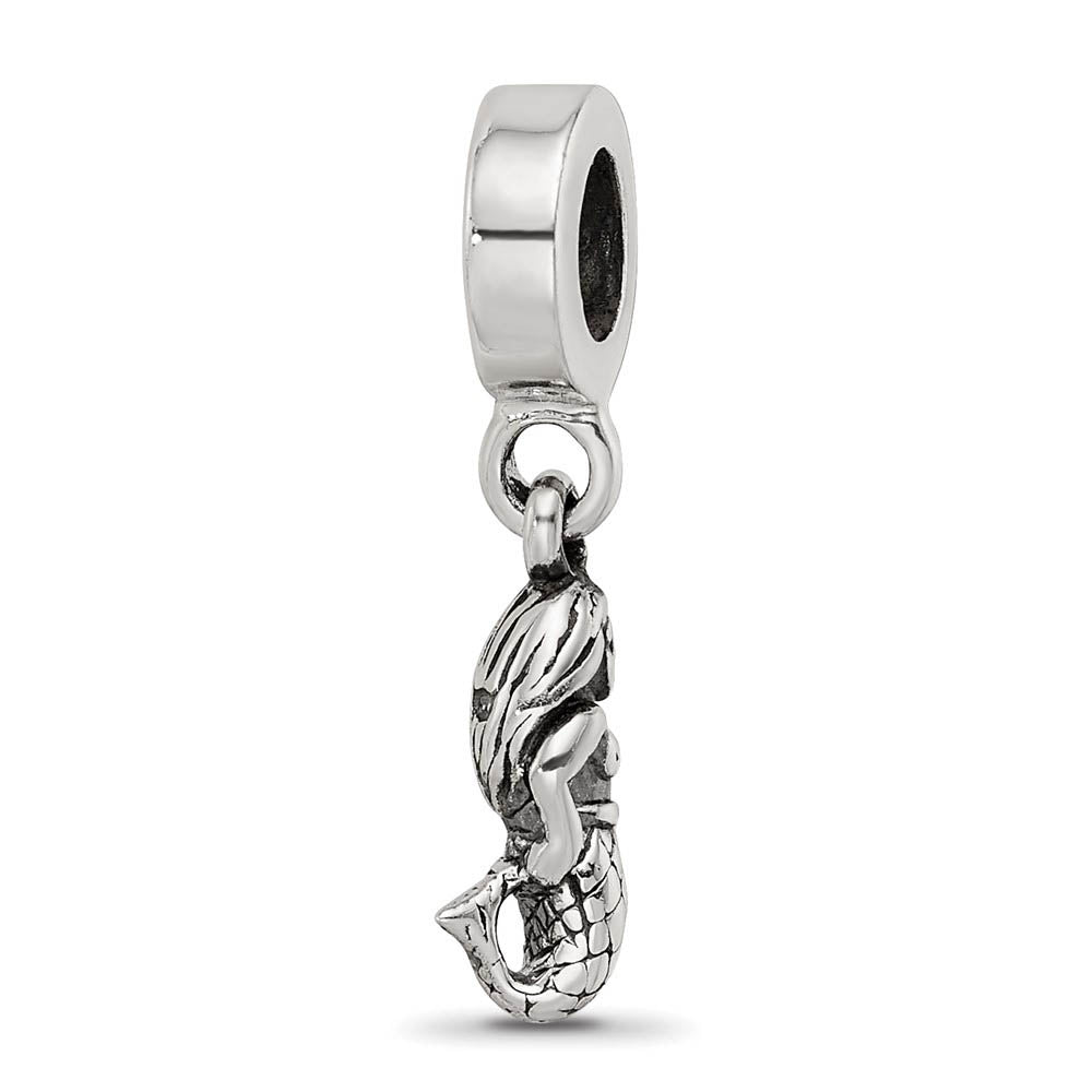 Alternate view of the Sterling Silver Mermaid Dangle Bead Charm by The Black Bow Jewelry Co.