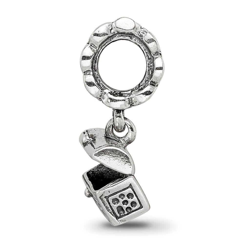 Alternate view of the Sterling Silver Treasure Chest Dangle Bead Charm by The Black Bow Jewelry Co.