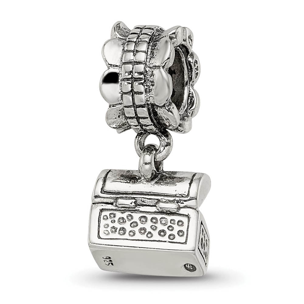 Alternate view of the Sterling Silver Treasure Chest Dangle Bead Charm by The Black Bow Jewelry Co.