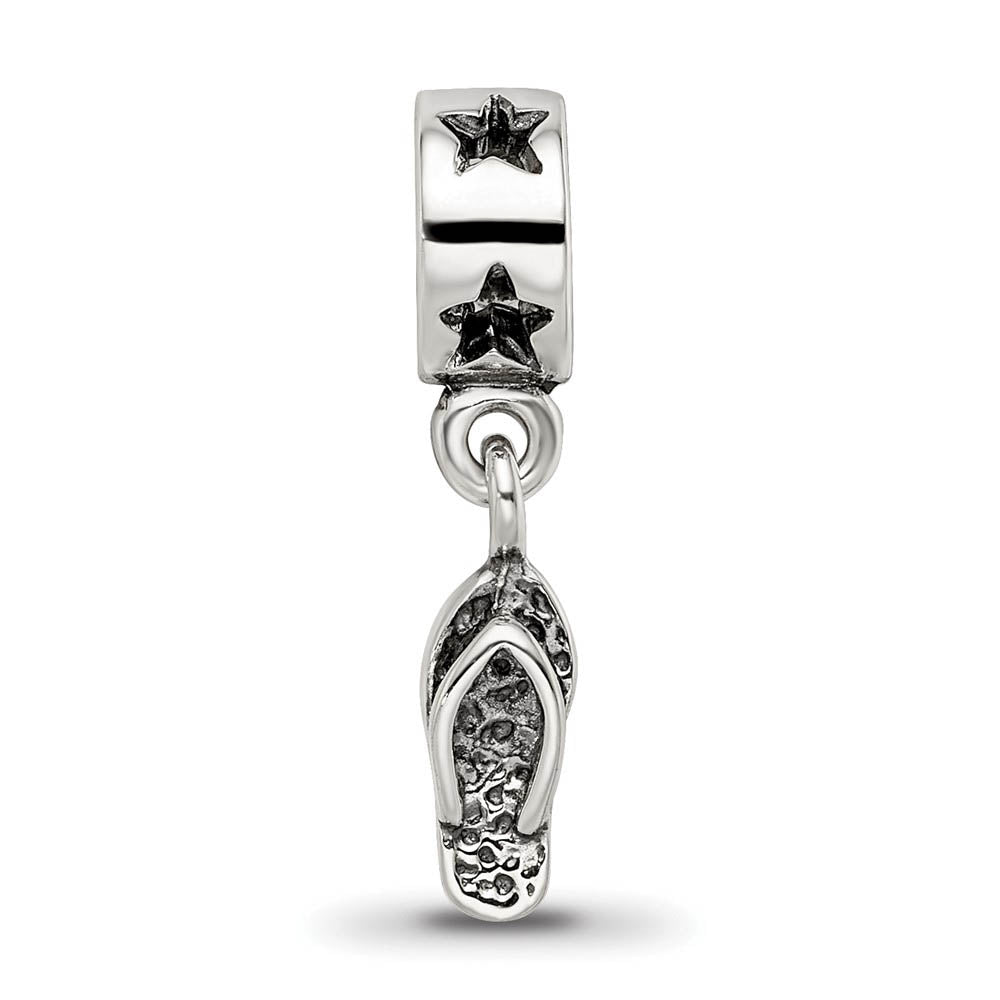 Alternate view of the Sterling Silver Flip Flop Dangle Bead Charm by The Black Bow Jewelry Co.