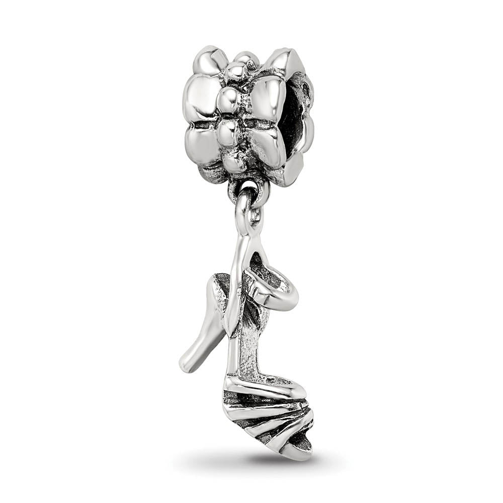 Sterling Silver High Heel Shoe Dangle Bead Charm, Item B9045 by The Black Bow Jewelry Co.