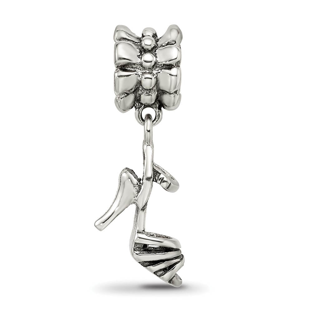 Alternate view of the Sterling Silver High Heel Shoe Dangle Bead Charm by The Black Bow Jewelry Co.