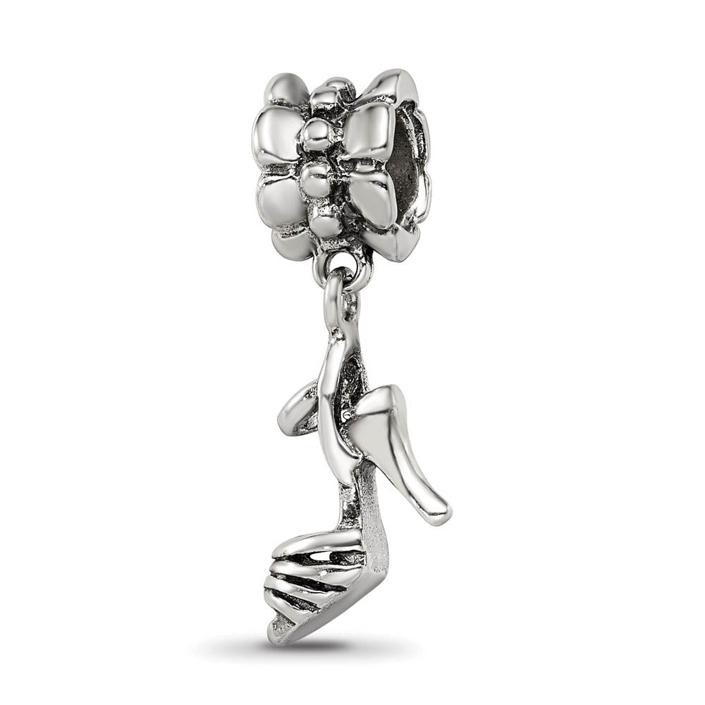Alternate view of the Sterling Silver High Heel Shoe Dangle Bead Charm by The Black Bow Jewelry Co.