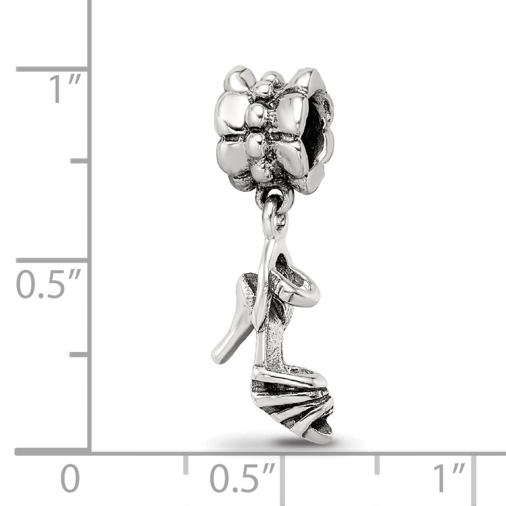 Alternate view of the Sterling Silver High Heel Shoe Dangle Bead Charm by The Black Bow Jewelry Co.