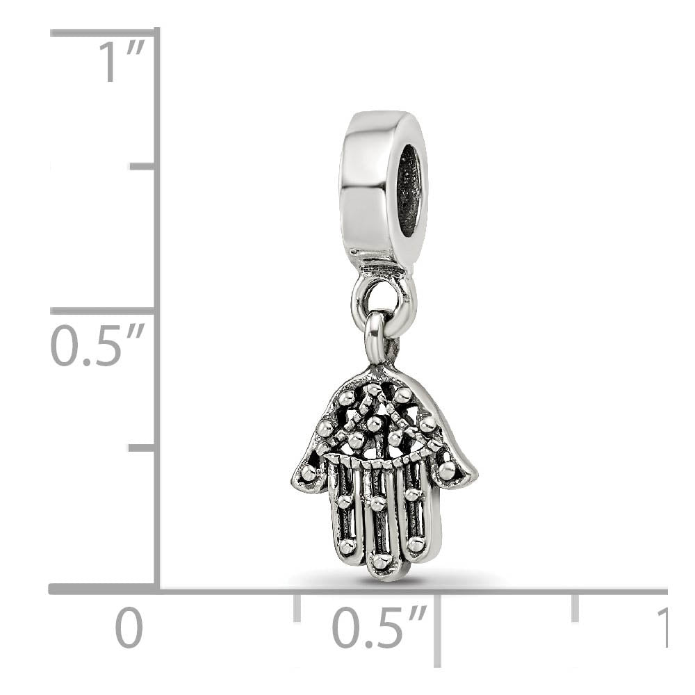 Alternate view of the Sterling Silver Hand of God Dangle Bead Charm by The Black Bow Jewelry Co.