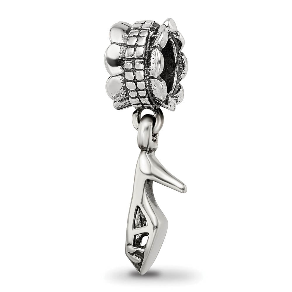 Alternate view of the Sterling Silver High Heel Dangling Shoe Bead Charm by The Black Bow Jewelry Co.