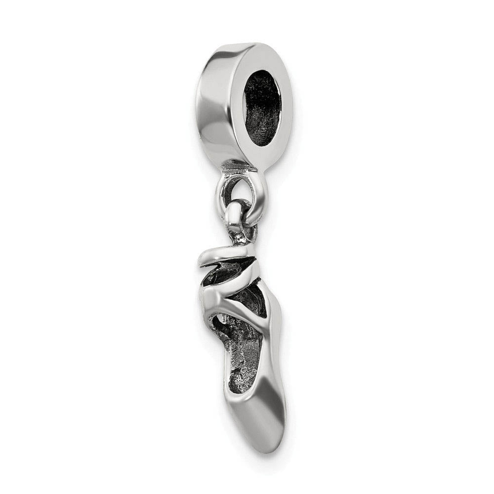 Sterling Silver Ballet Shoe Dangle Bead Charm, Item B9057 by The Black Bow Jewelry Co.