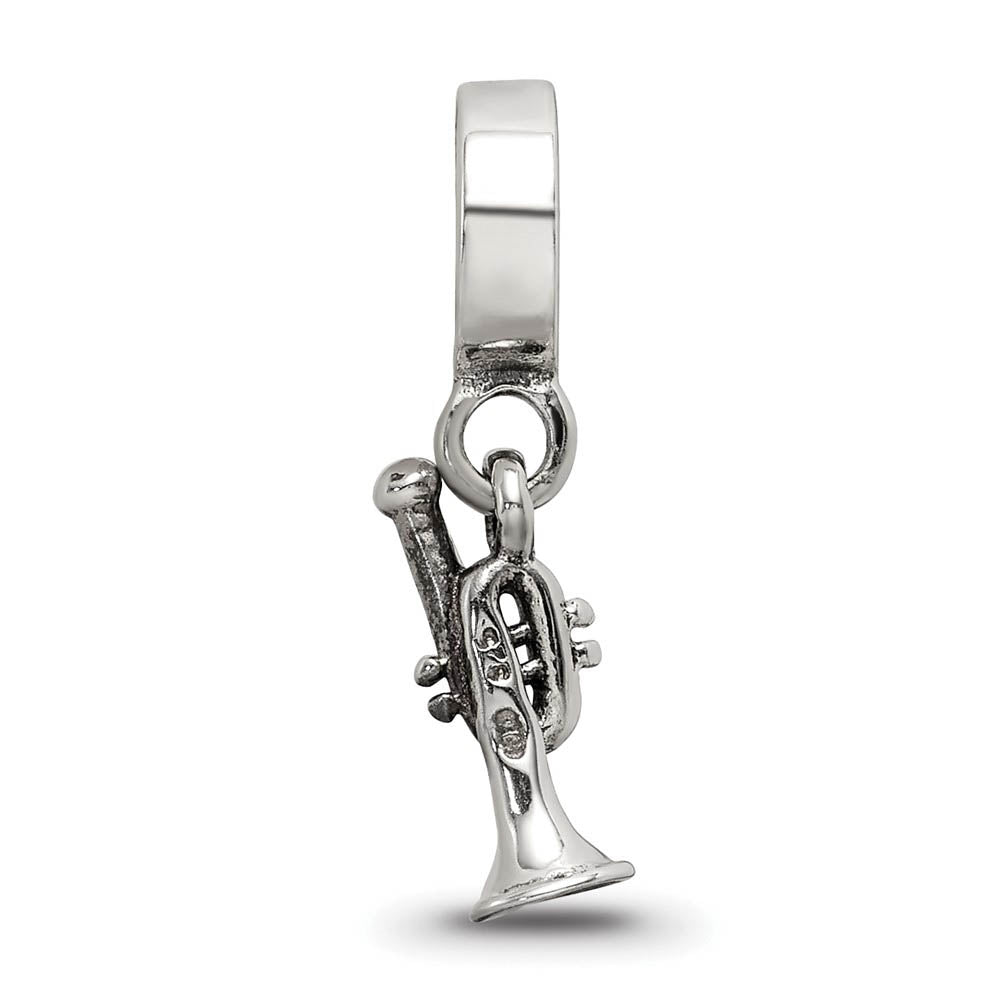 Alternate view of the Sterling Silver Trumpet Dangle Bead Charm by The Black Bow Jewelry Co.