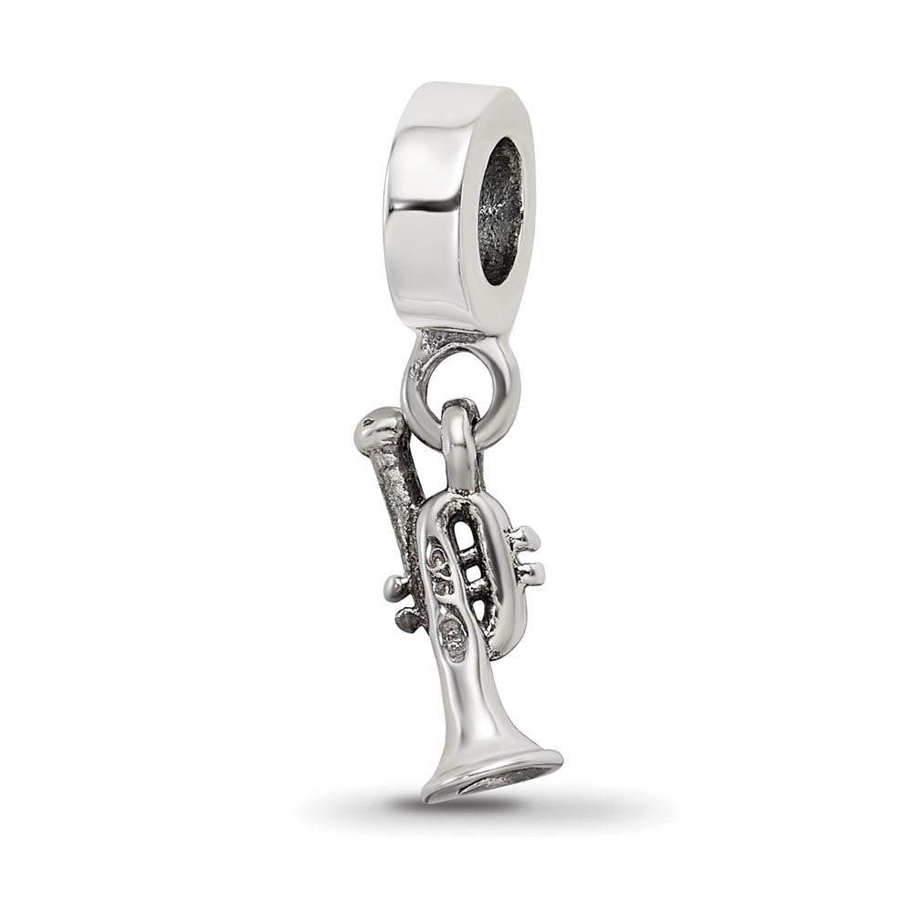 Alternate view of the Sterling Silver Trumpet Dangle Bead Charm by The Black Bow Jewelry Co.