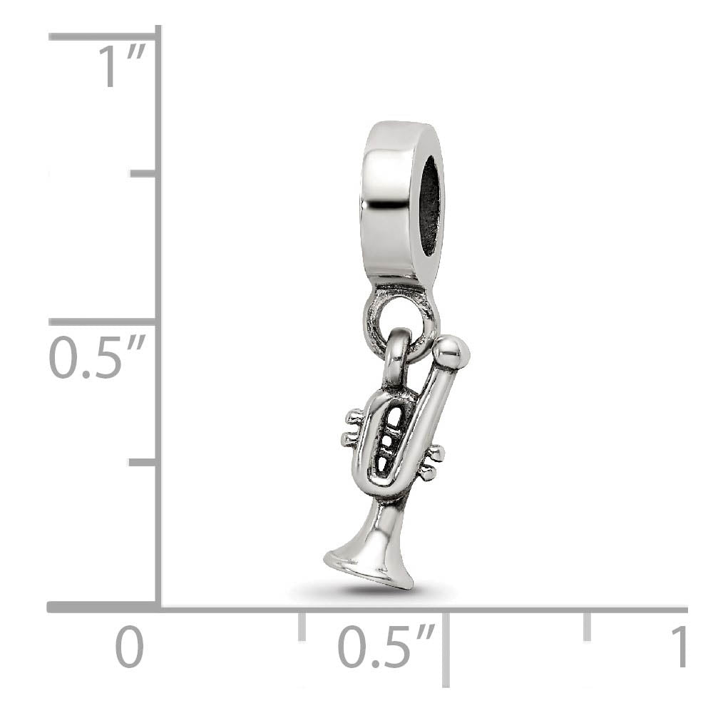 Alternate view of the Sterling Silver Trumpet Dangle Bead Charm by The Black Bow Jewelry Co.