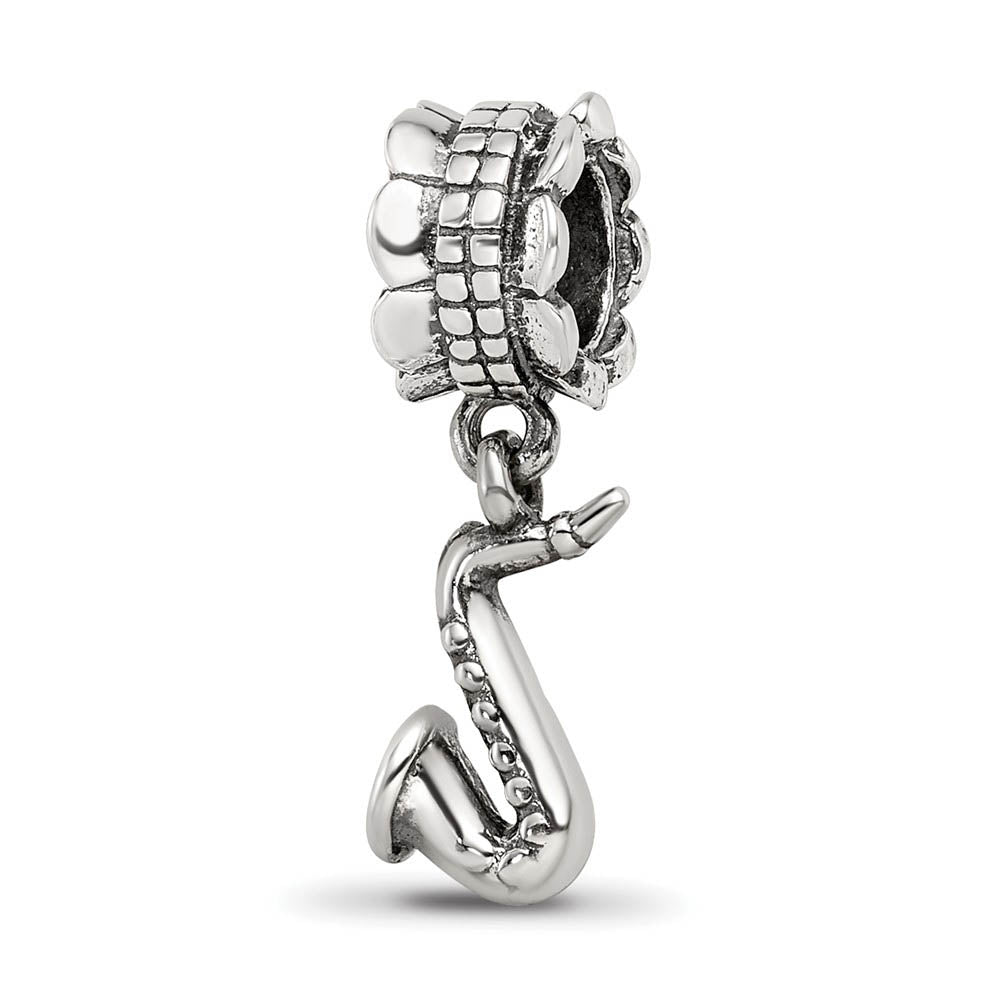 Sterling Silver Saxophone Dangle Bead Charm, Item B9059 by The Black Bow Jewelry Co.