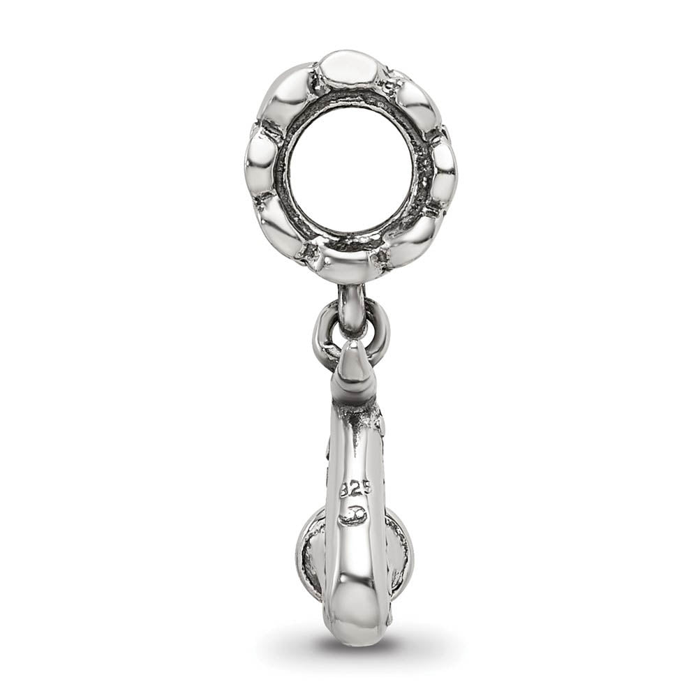 Alternate view of the Sterling Silver Saxophone Dangle Bead Charm by The Black Bow Jewelry Co.