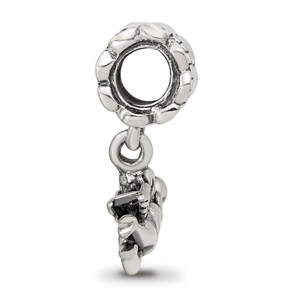 Alternate view of the Sterling Silver Trumpeting Angel Dangle Bead Charm by The Black Bow Jewelry Co.