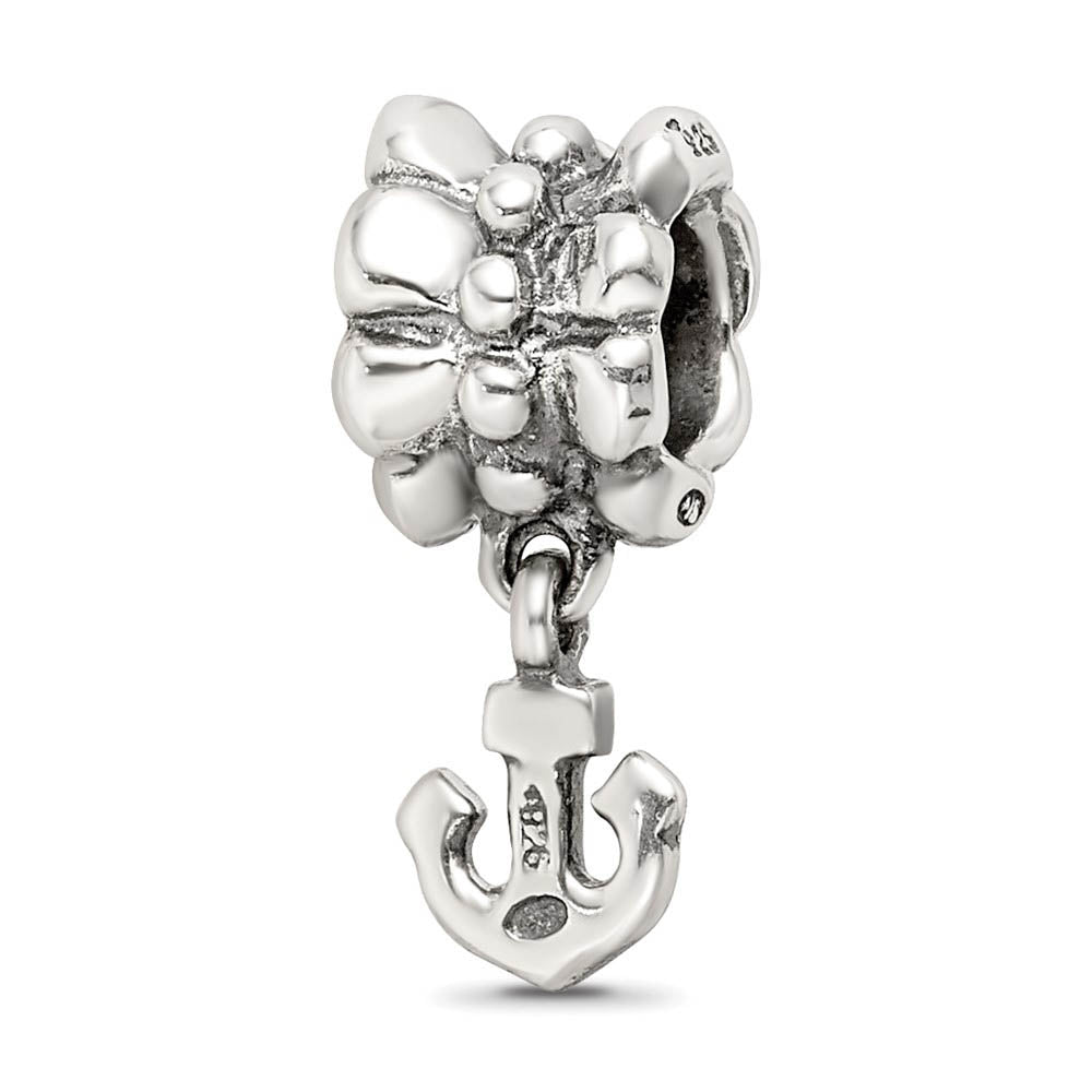 Alternate view of the Sterling Silver Nautical Anchor Dangle Bead Charm by The Black Bow Jewelry Co.