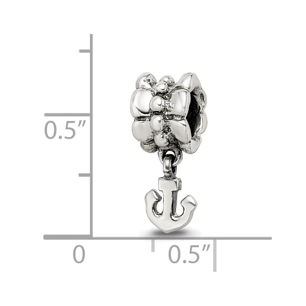 Alternate view of the Sterling Silver Nautical Anchor Dangle Bead Charm by The Black Bow Jewelry Co.
