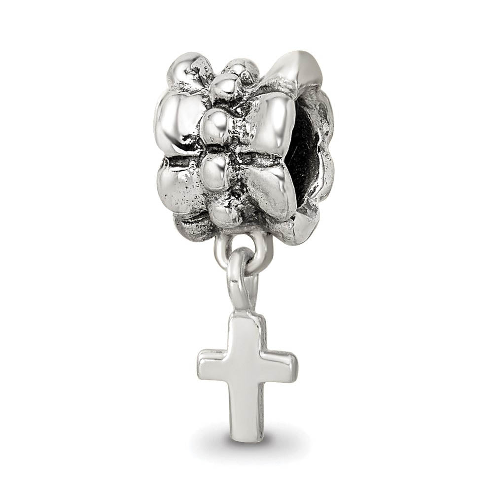 Sterling Silver Latin Cross Dangle Bead Charm, Item B9063 by The Black Bow Jewelry Co.