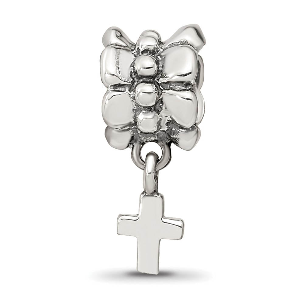Alternate view of the Sterling Silver Latin Cross Dangle Bead Charm by The Black Bow Jewelry Co.