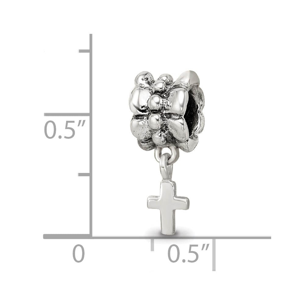 Alternate view of the Sterling Silver Latin Cross Dangle Bead Charm by The Black Bow Jewelry Co.
