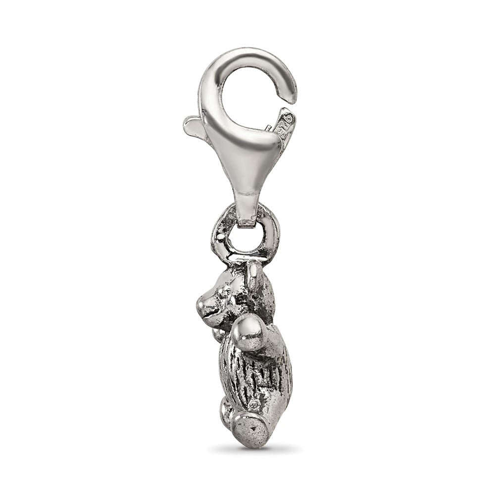 Alternate view of the Sterling Silver Teddy Bear Clip-on Bead Charm by The Black Bow Jewelry Co.