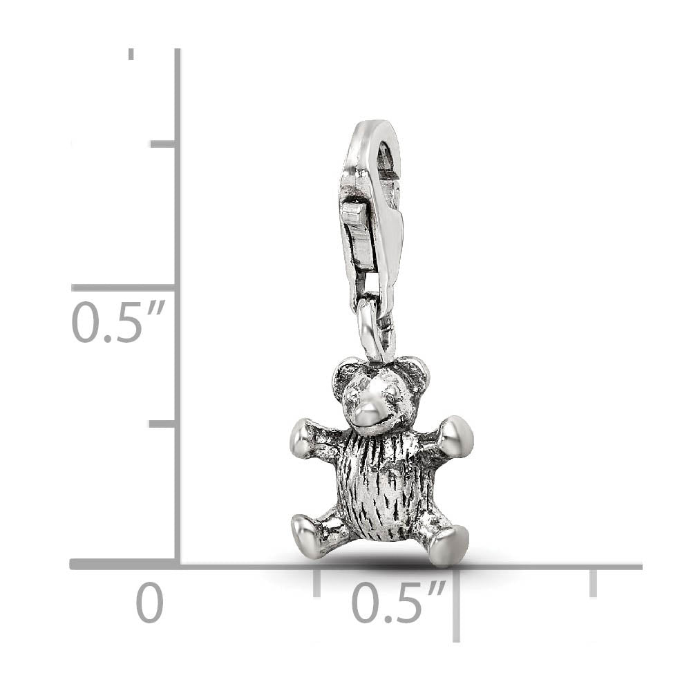 Alternate view of the Sterling Silver Teddy Bear Clip-on Bead Charm by The Black Bow Jewelry Co.