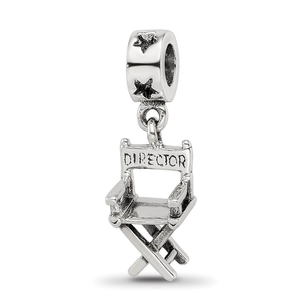 Sterling Silver Director's Chair Dangle Bead Charm, Item B9075 by The Black Bow Jewelry Co.