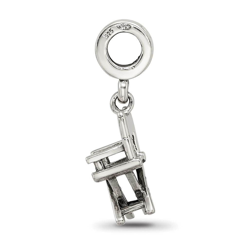 Alternate view of the Sterling Silver Director's Chair Dangle Bead Charm by The Black Bow Jewelry Co.
