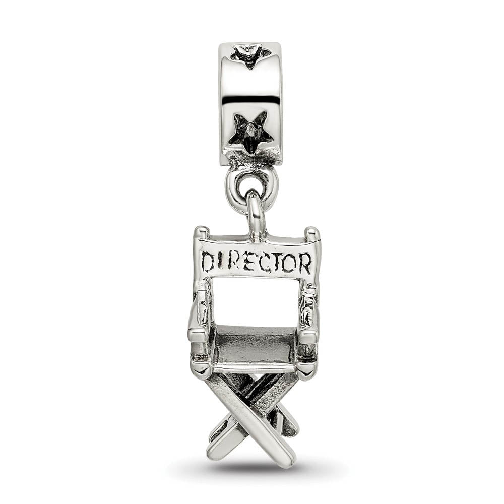 Alternate view of the Sterling Silver Director's Chair Dangle Bead Charm by The Black Bow Jewelry Co.