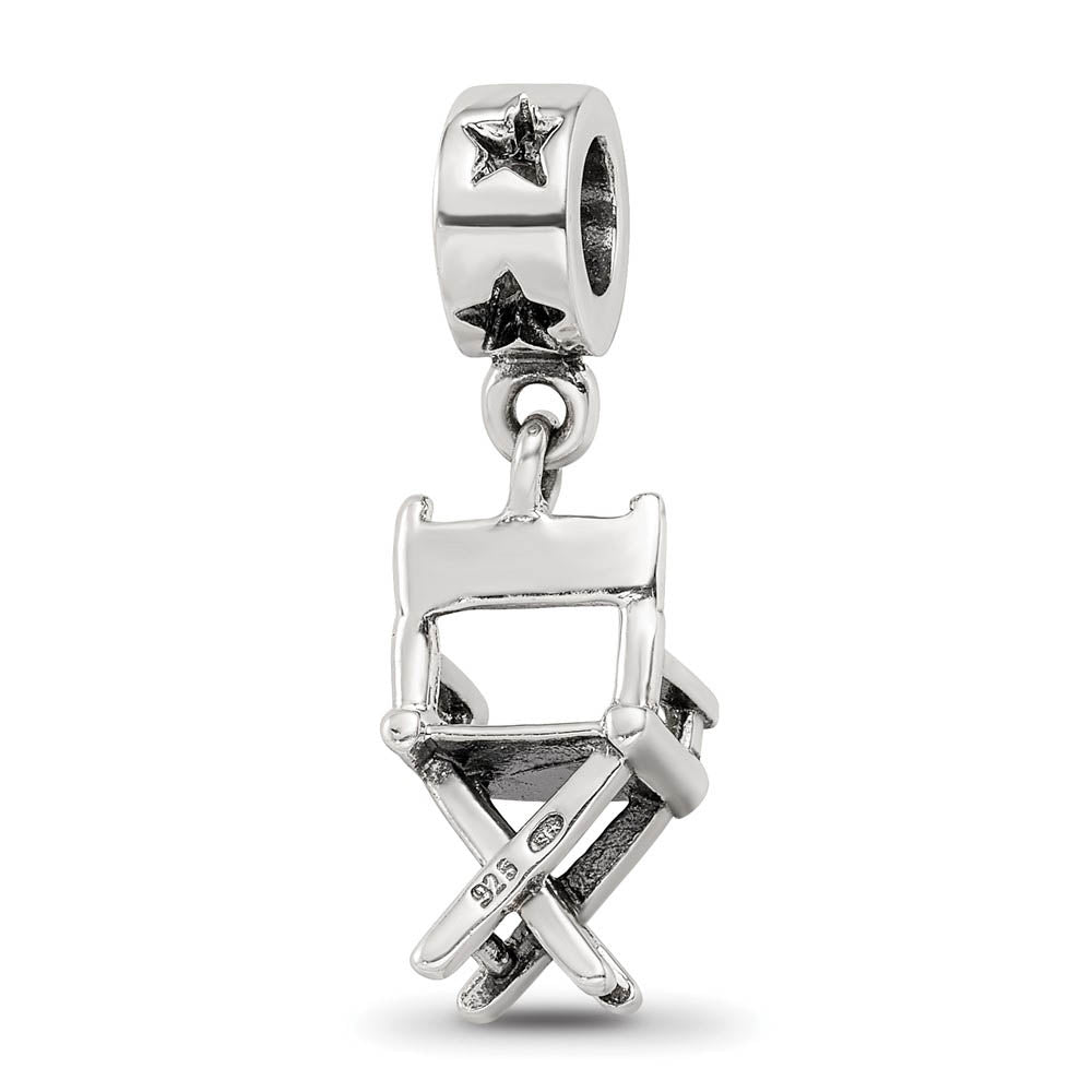 Alternate view of the Sterling Silver Director's Chair Dangle Bead Charm by The Black Bow Jewelry Co.