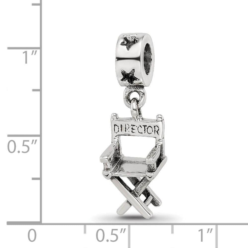 Alternate view of the Sterling Silver Director's Chair Dangle Bead Charm by The Black Bow Jewelry Co.