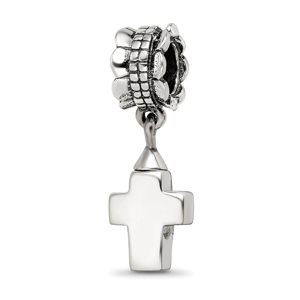 Sterling Silver Cross Ash Holder Bead Charm, Item B9077 by The Black Bow Jewelry Co.