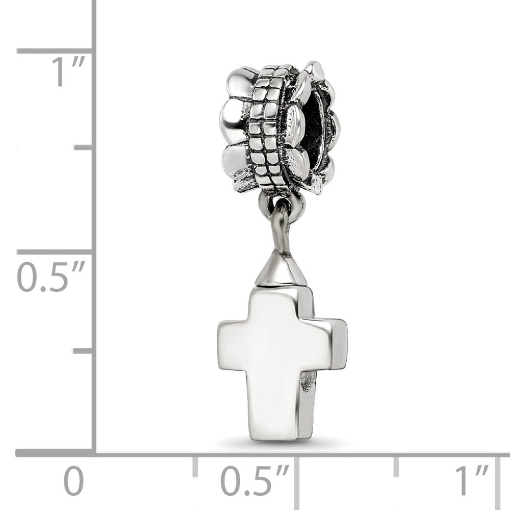 Alternate view of the Sterling Silver Cross Ash Holder Bead Charm by The Black Bow Jewelry Co.