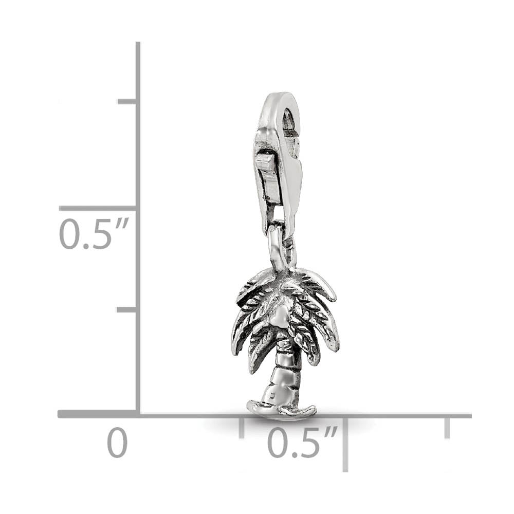 Alternate view of the Sterling Silver Palm Tree Clip-on Bead Charm by The Black Bow Jewelry Co.