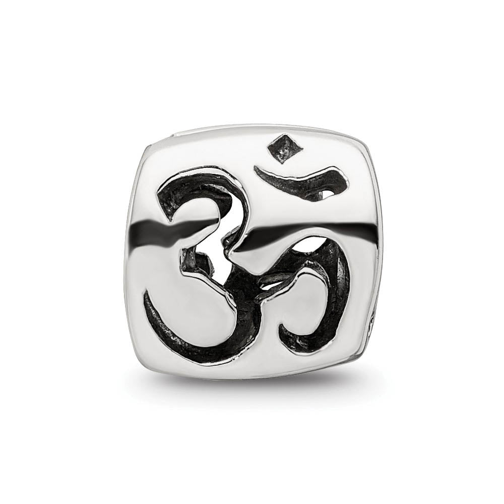 Alternate view of the Sterling Silver OM Symbol Bead Charm by The Black Bow Jewelry Co.