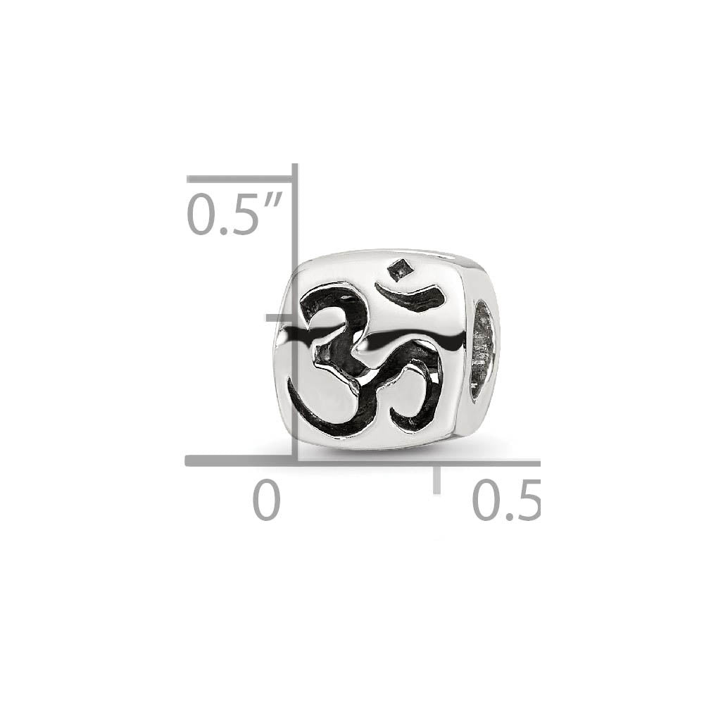 Alternate view of the Sterling Silver OM Symbol Bead Charm by The Black Bow Jewelry Co.