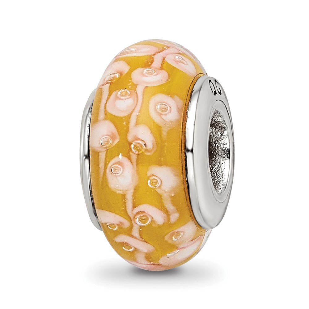 Yellow Glass & Sterling Silver Bead Charm, Item B9104 by The Black Bow Jewelry Co.