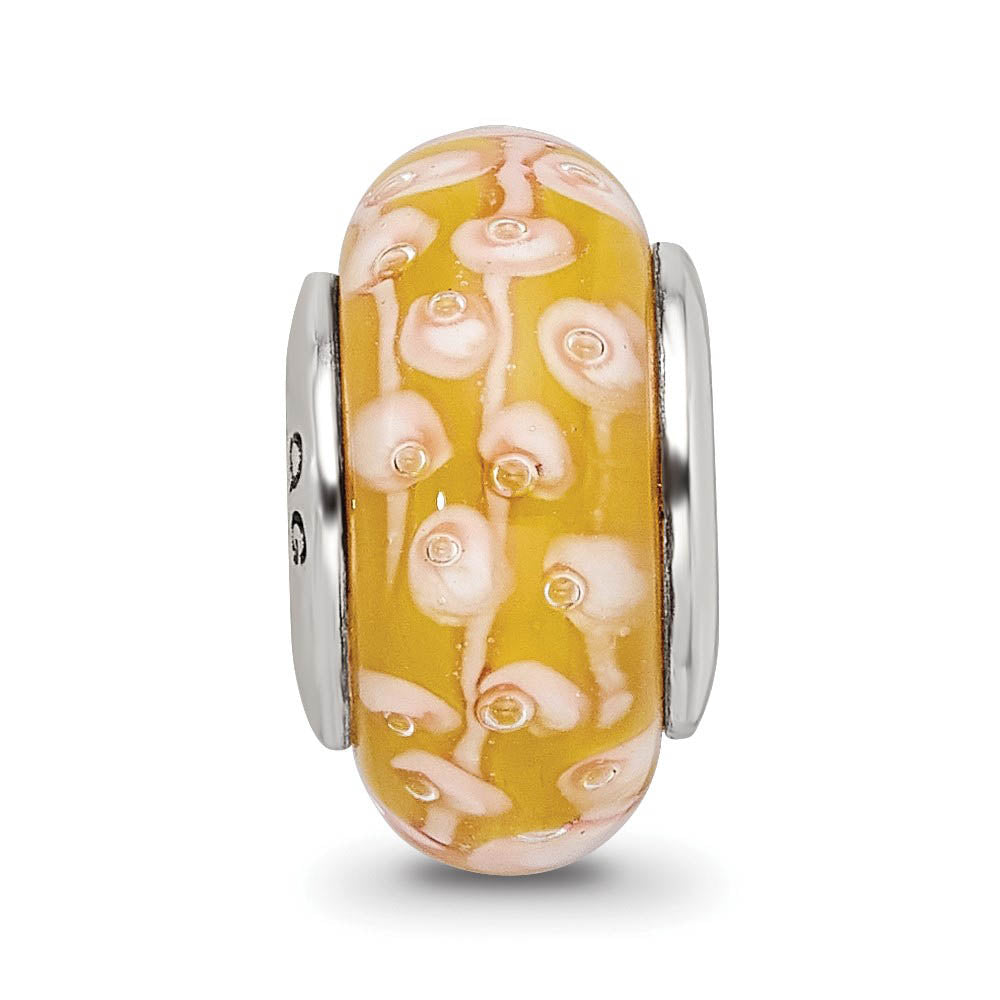 Alternate view of the Yellow Glass & Sterling Silver Bead Charm by The Black Bow Jewelry Co.