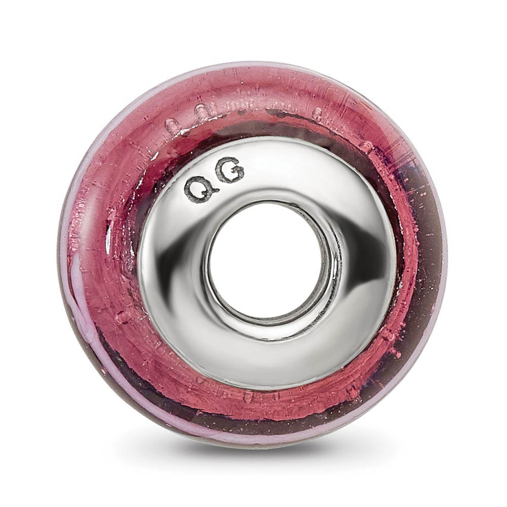 Alternate view of the Dark Pink Glass and Sterling Silver Bead Charm by The Black Bow Jewelry Co.