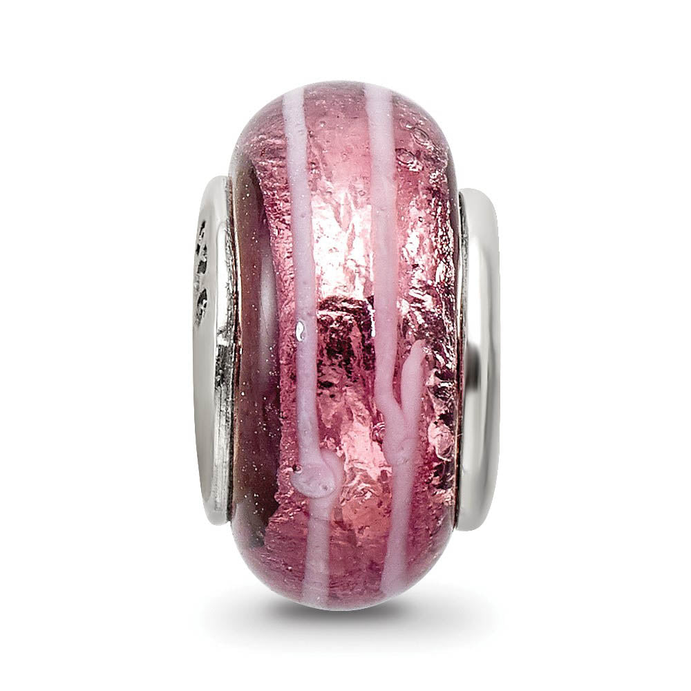 Alternate view of the Dark Pink Glass and Sterling Silver Bead Charm by The Black Bow Jewelry Co.