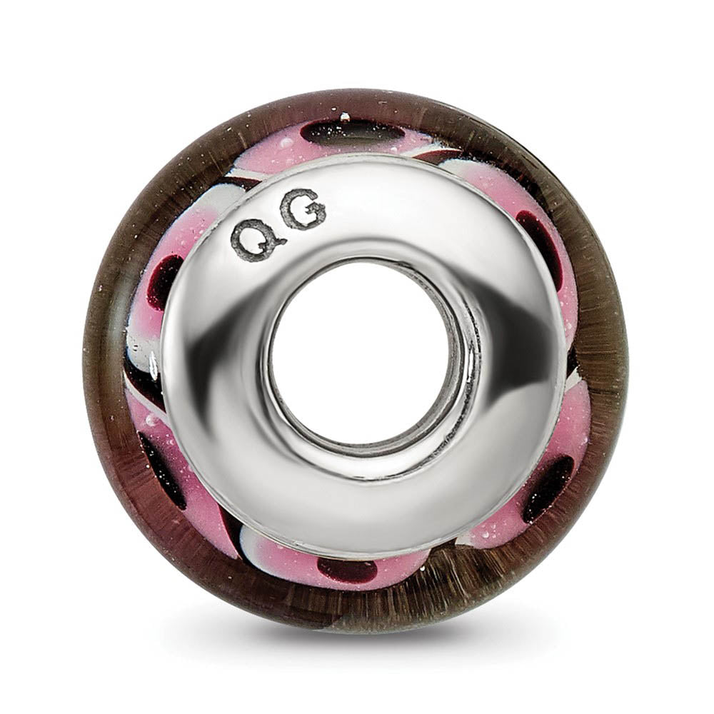 Alternate view of the Purple and Black Glass Sterling Silver Bead Charm by The Black Bow Jewelry Co.