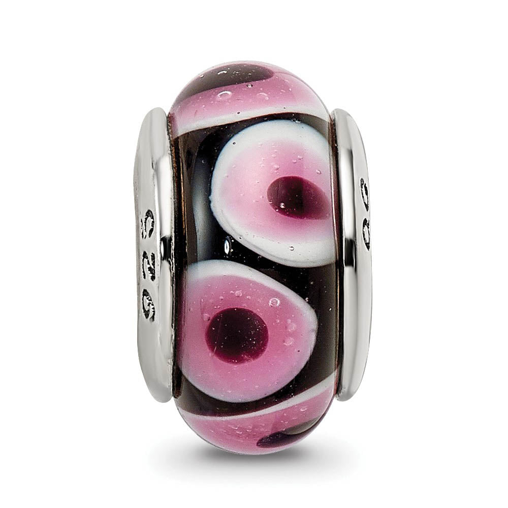Alternate view of the Purple and Black Glass Sterling Silver Bead Charm by The Black Bow Jewelry Co.