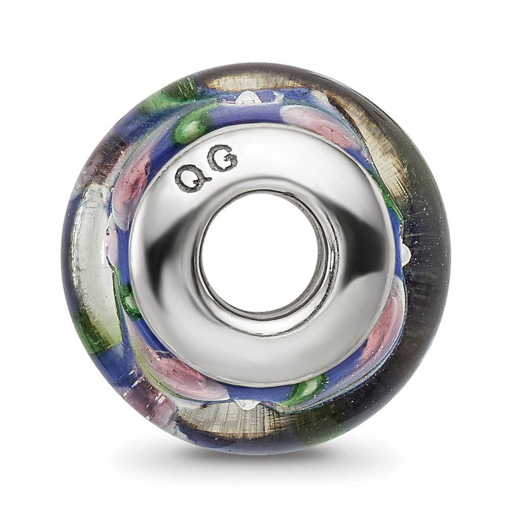 Alternate view of the Blue / Pink Glass Sterling Silver Bead Charm by The Black Bow Jewelry Co.