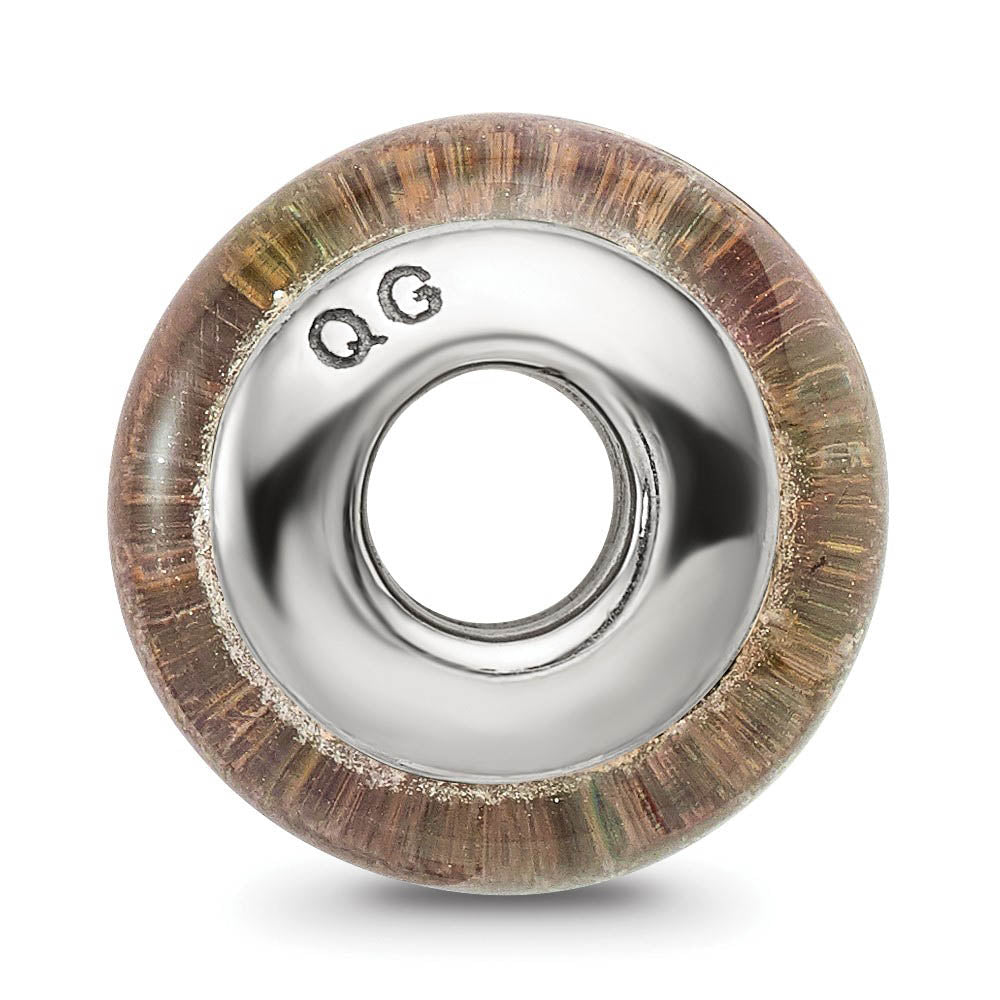 Alternate view of the Pale Pink and Green Glass Sterling Silver Bead Charm by The Black Bow Jewelry Co.