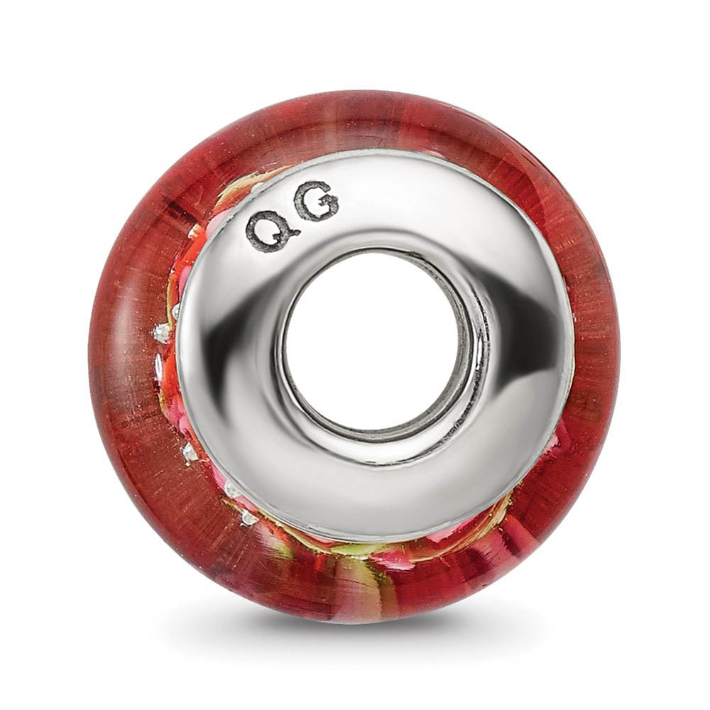Alternative view of Red and Pink Glass Sterling Silver Bead Charm