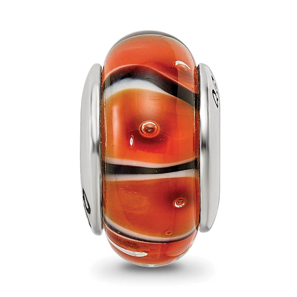 Alternate view of the Orange and Black Glass Sterling Silver Bead Charm by The Black Bow Jewelry Co.