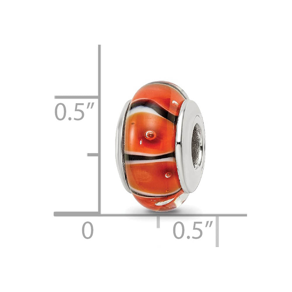 Alternate view of the Orange and Black Glass Sterling Silver Bead Charm by The Black Bow Jewelry Co.
