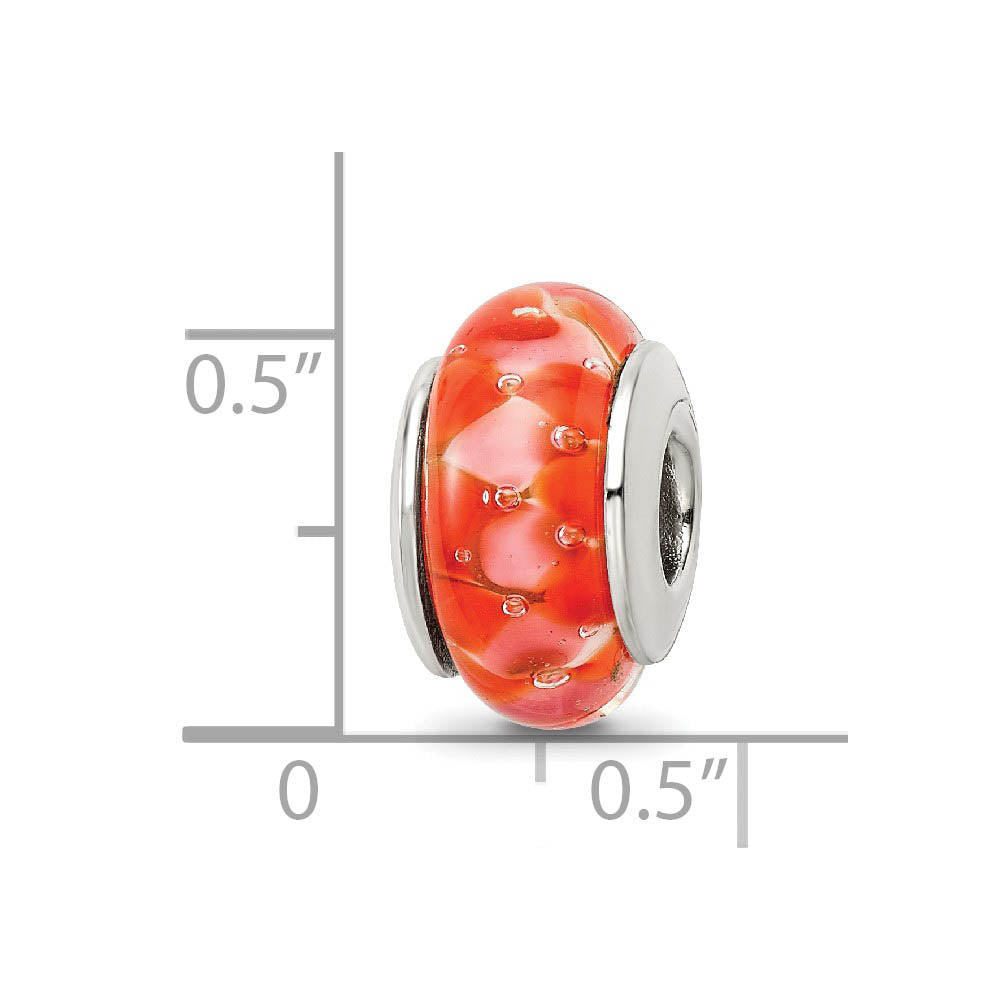 Alternate view of the Orange Glass & Sterling Silver Bead Charm by The Black Bow Jewelry Co.